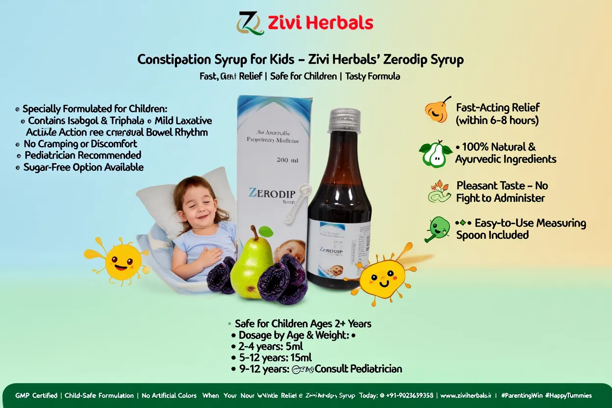 Constipation Syrup for Kids – Zivi Herbals’ Zerodip Syrup | Fast Relief